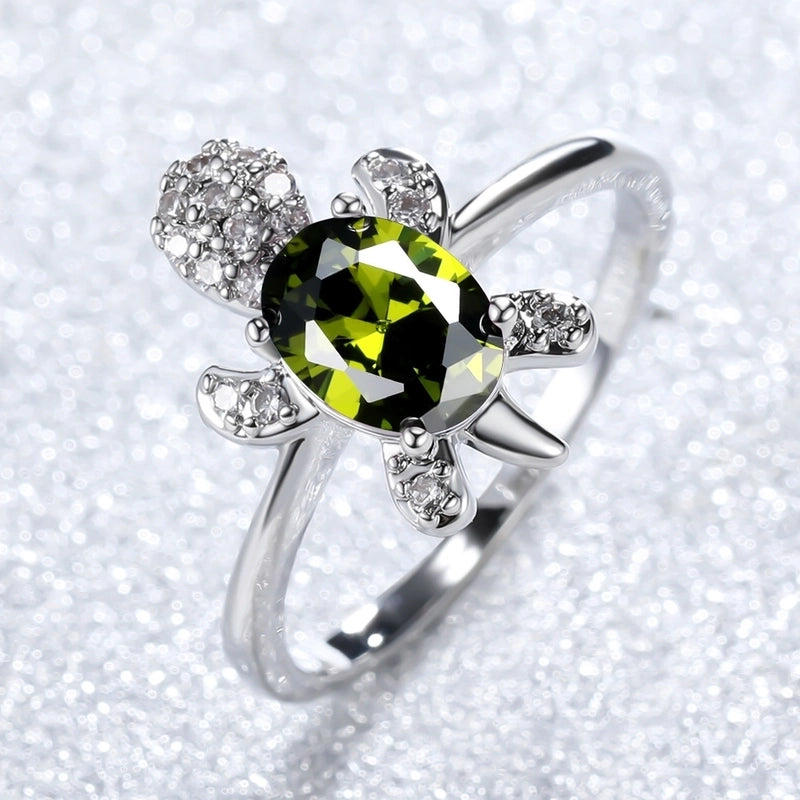 Minimalist Animal Copper Plating Inlay Artificial Gemstones Rings