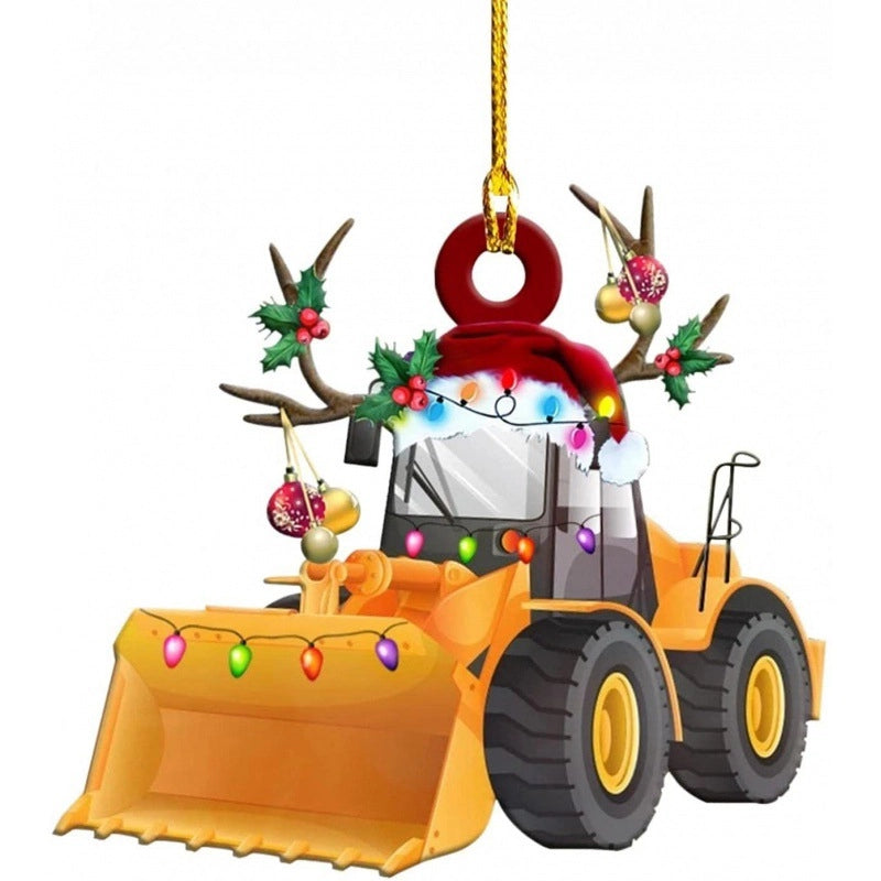 Christmas Tree Decoration Truck Steamboat Excavator Fire Truck Jeep Hanging Pendant Christmas Party Gift