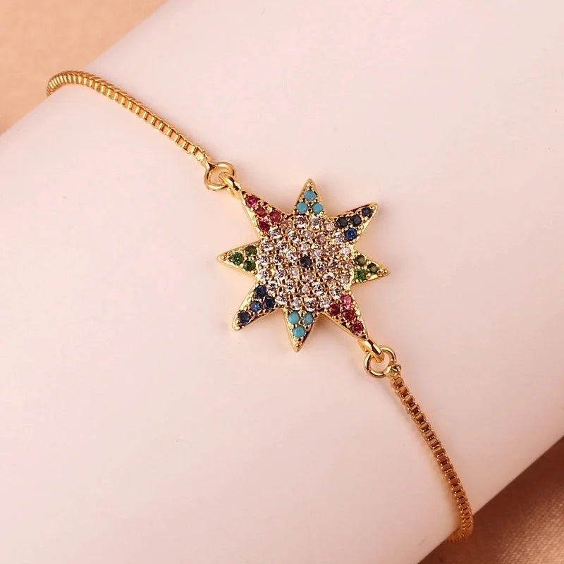 Fashion Color Block Copper Plating Inlay Zircon Bracelets 1 Piece