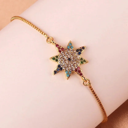 Fashion Color Block Copper Plating Inlay Zircon Bracelets 1 Piece
