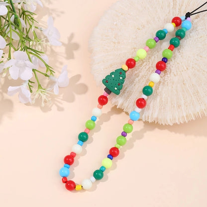 Cute Christmas Tree Santa Claus Plastic Polyester Christmas Mobile Phone Chain