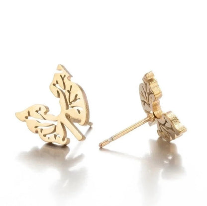 1 Pair Halloween Minimalist Spider Web Butterfly Notes Plating Hollow Out 304 Stainless Steel 18K Gold Plated Ear Studs