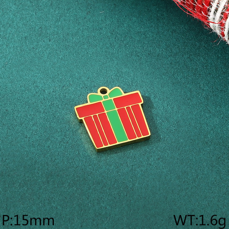 Diy Christmas Elements Oil Drop Stainless Steel Accessories Pendant Christmas Tree Santa Claus Snowman Reindeer