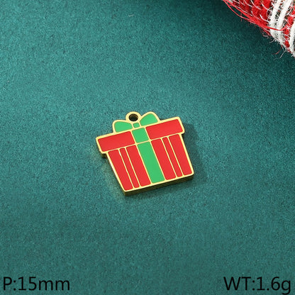 Diy Christmas Elements Oil Drop Stainless Steel Accessories Pendant Christmas Tree Santa Claus Snowman Reindeer