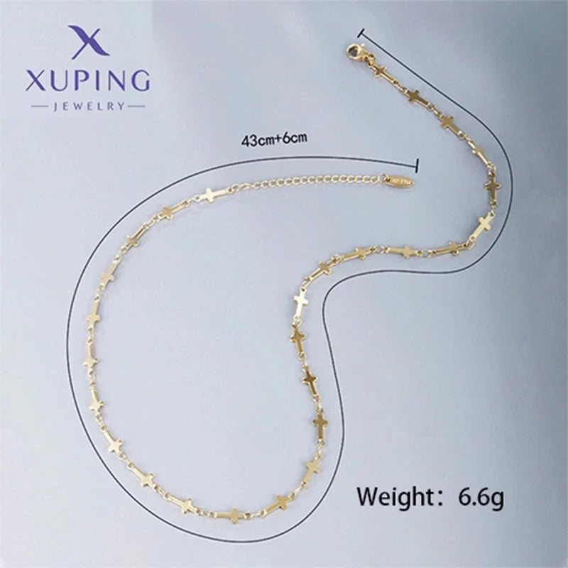 304 Stainless Steel 18K Gold Plated Raw Steel Novelty Minimalist Plating Cross Necklace