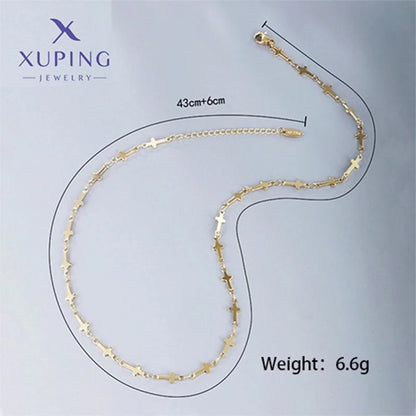 304 Stainless Steel 18K Gold Plated Raw Steel Novelty Minimalist Plating Cross Necklace