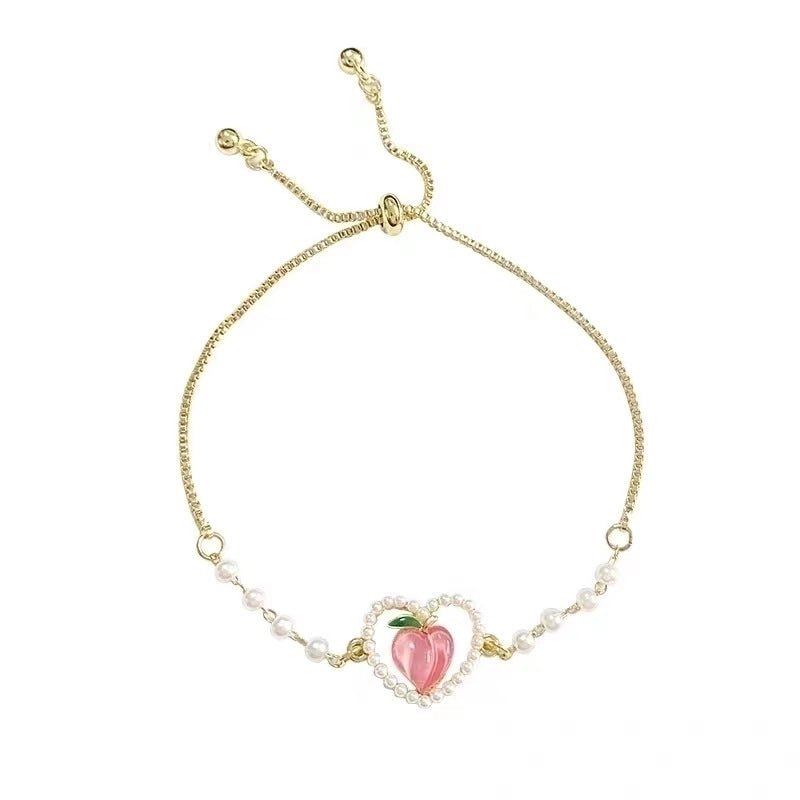 Modern Style Flower Butterfly Copper Inlay Artificial Gemstones Bracelets