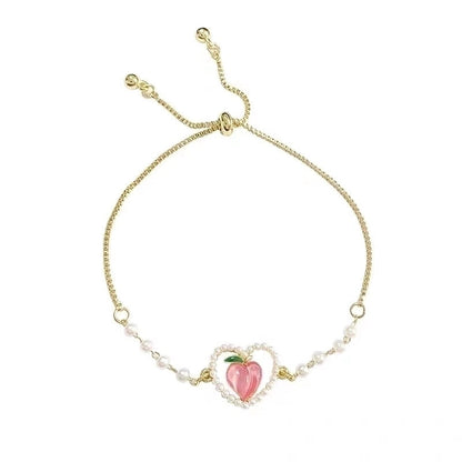 Modern Style Flower Butterfly Copper Inlay Artificial Gemstones Bracelets