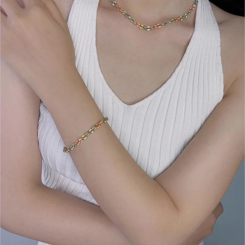 304 Stainless Steel Casual Minimalist Plating Geometric Bracelets Anklet Necklace