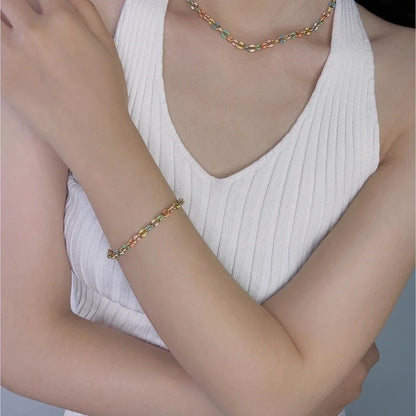 304 Stainless Steel Casual Minimalist Plating Geometric Bracelets Anklet Necklace