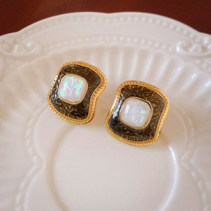 2 Pieces Minimalist Round Ellipse Geometric Copper Electroplating Earrings