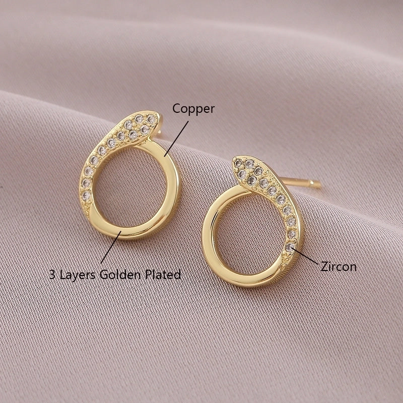 1 Pair IG Style Elegant Minimalist Letter Heart Shape Bicycle Plating Inlay Copper Zircon 18K Gold Plated Ear Studs