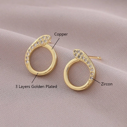 1 Pair IG Style Elegant Minimalist Letter Heart Shape Bicycle Plating Inlay Copper Zircon 18K Gold Plated Ear Studs