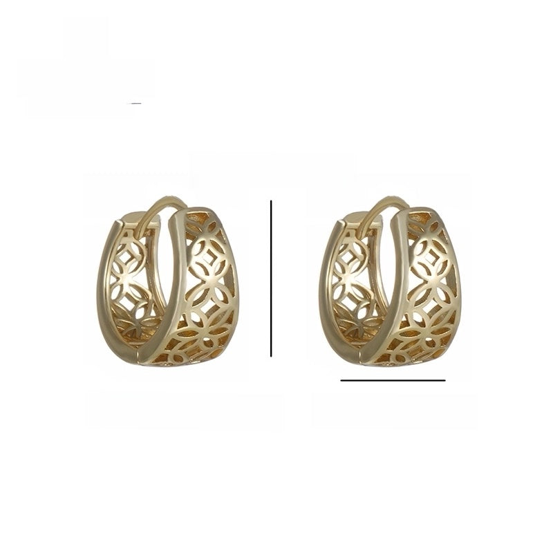 1 Pair Minimalist Commute Geometric Plating Inlay Copper Artificial Gemstones 14K Gold Plated Hoop Earrings