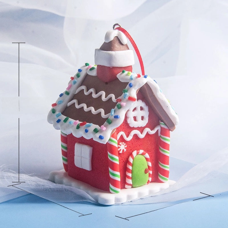 Christmas House Creative Soft Pottery House Without Lights Pendant Christmas Decoration Three-dimensional Luminous House Decoration Ornaments