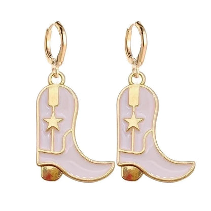 New Vintage Personalized Cowboy Boots Earrings Fashion Hat Alloy Oil Drop Pendant Earrings Europe And The United States Jewelry