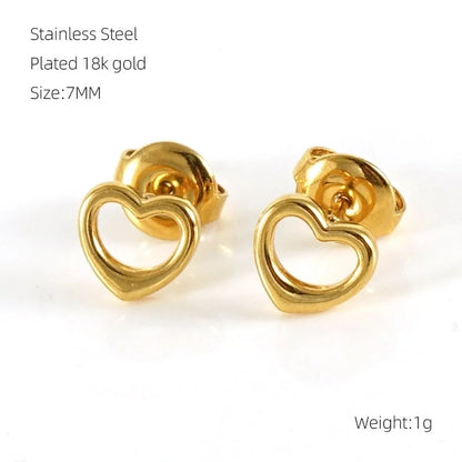 1 Pair Sweet Minimalist Star Heart Shape Airplane Hollow Out 304 Stainless Steel 18K Gold Plated Ear Studs