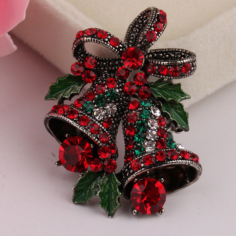 Christmas Suit Pin Gift Bow Brooch Vintage Bell Christmas Brooch