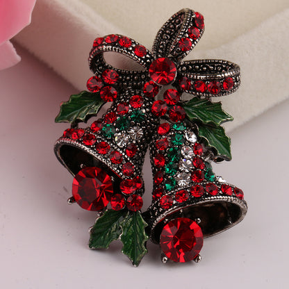 Christmas Suit Pin Gift Bow Brooch Vintage Bell Christmas Brooch