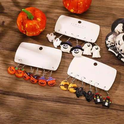 1 Set Halloween Minimalist Classic Style Pumpkin Enamel Resin Drop Earrings