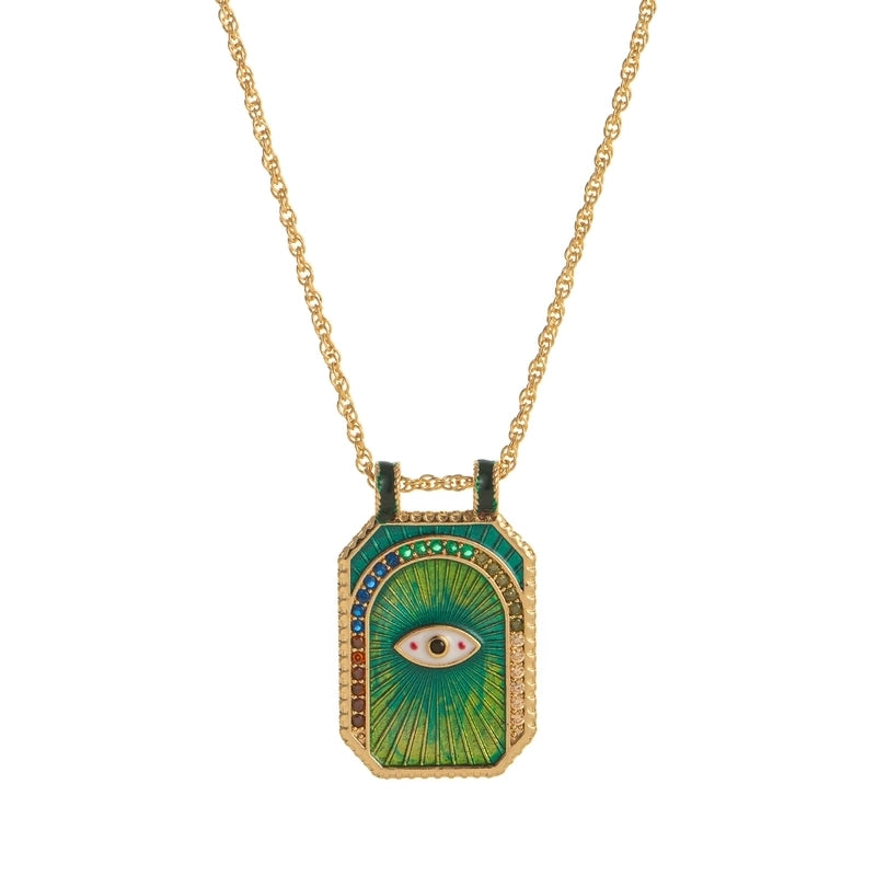 Copper Gold Plated Enamel Tarot Pendant Necklace