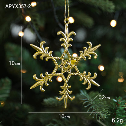 Christmas Gold Christmas Tree Ornaments Snowflake Crystal Shoes Reindeer Pendants Electroplated Accessories Pendants