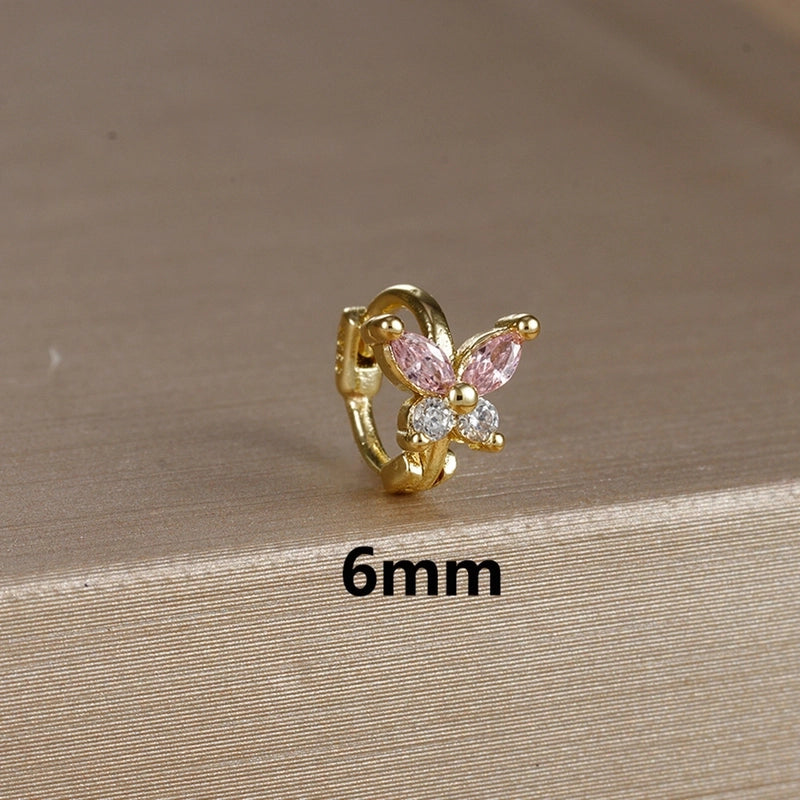 1 Piece Minimalist Color Block Butterfly Plating Copper Huggie Earrings