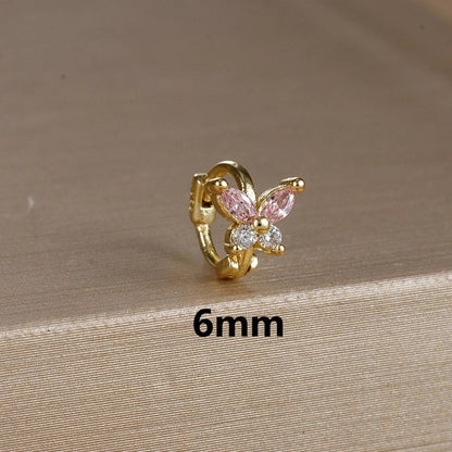 1 Piece Minimalist Color Block Butterfly Plating Copper Huggie Earrings