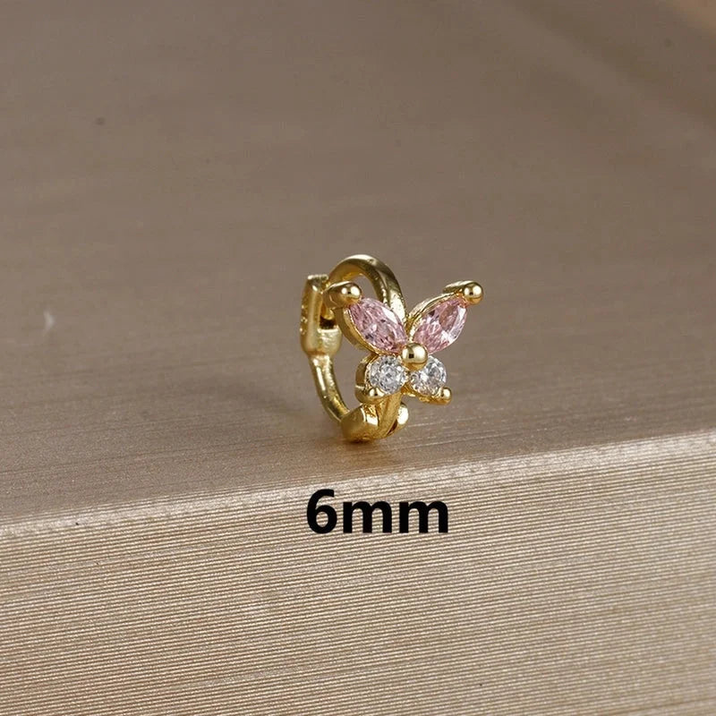 1 Piece Minimalist Color Block Butterfly Plating Copper Huggie Earrings