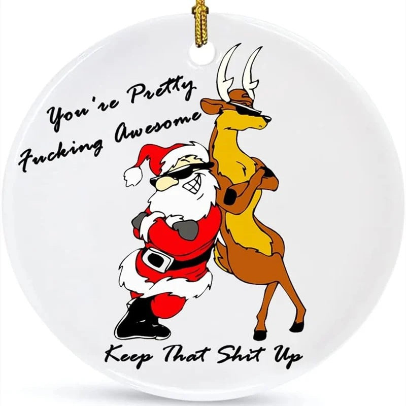 Christmas Funny Muscle Man Acrylic Flat Christmas Pendant Car Home Decoration Pendant