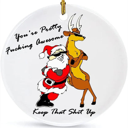 Christmas Funny Muscle Man Acrylic Flat Christmas Pendant Car Home Decoration Pendant