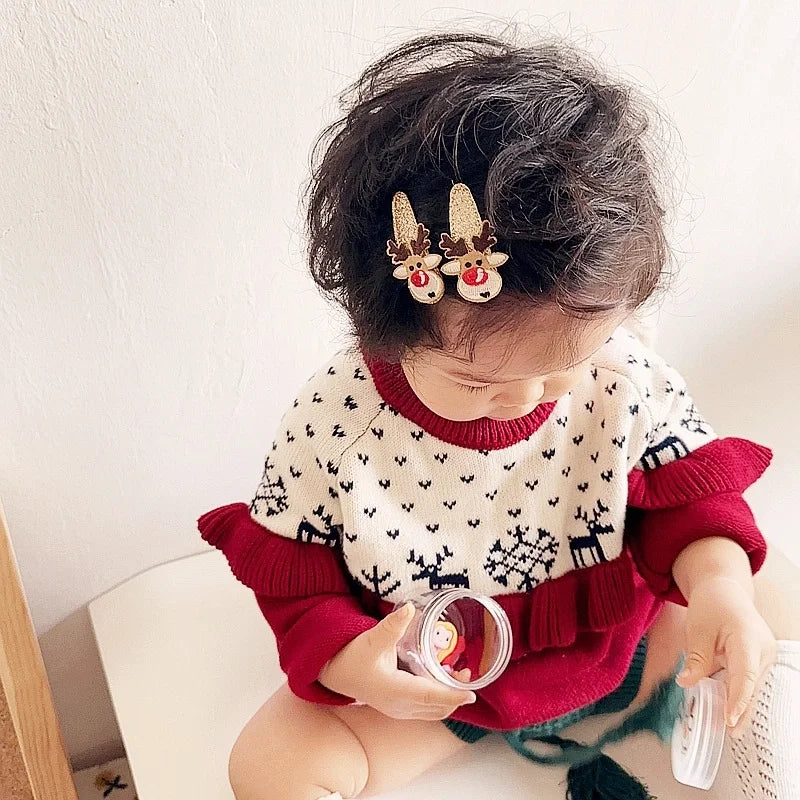 Christmas Cartoon Style Kid'S Christmas Tree Santa Claus Snowflake Sequins Hair Clip