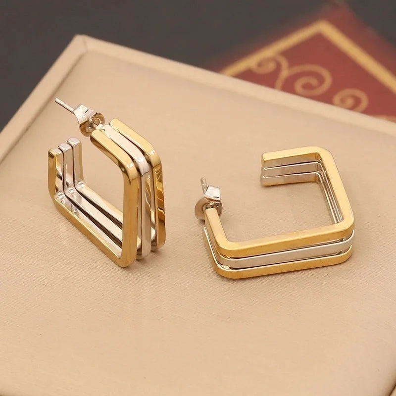 1 Pair Minimalist Commute Geometric 304 Stainless Steel 18K Gold Plated Ear Studs