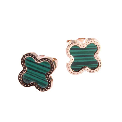 Flower Titanium Steel 18K Gold Plated Stud Earrings