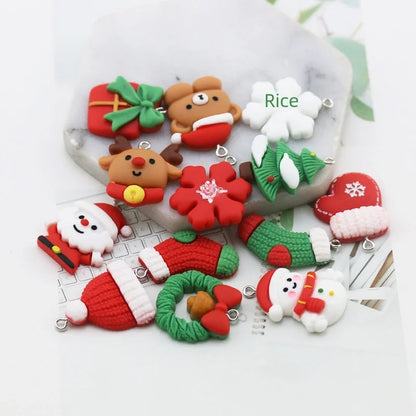 DIY Jewelry Accessories Resin Christmas Series Pendant Christmas Snowflake Hat Bear Key Chain Pendant Pendant