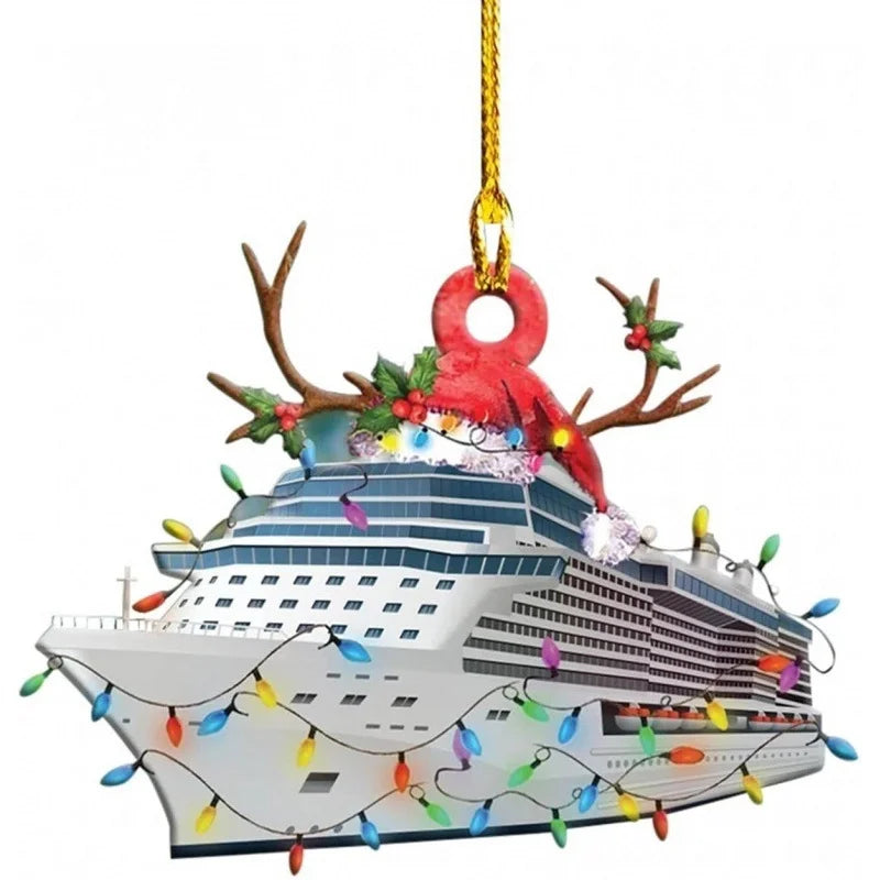 Christmas Tree Decoration Truck Steamboat Excavator Fire Truck Jeep Hanging Pendant Christmas Party Gift