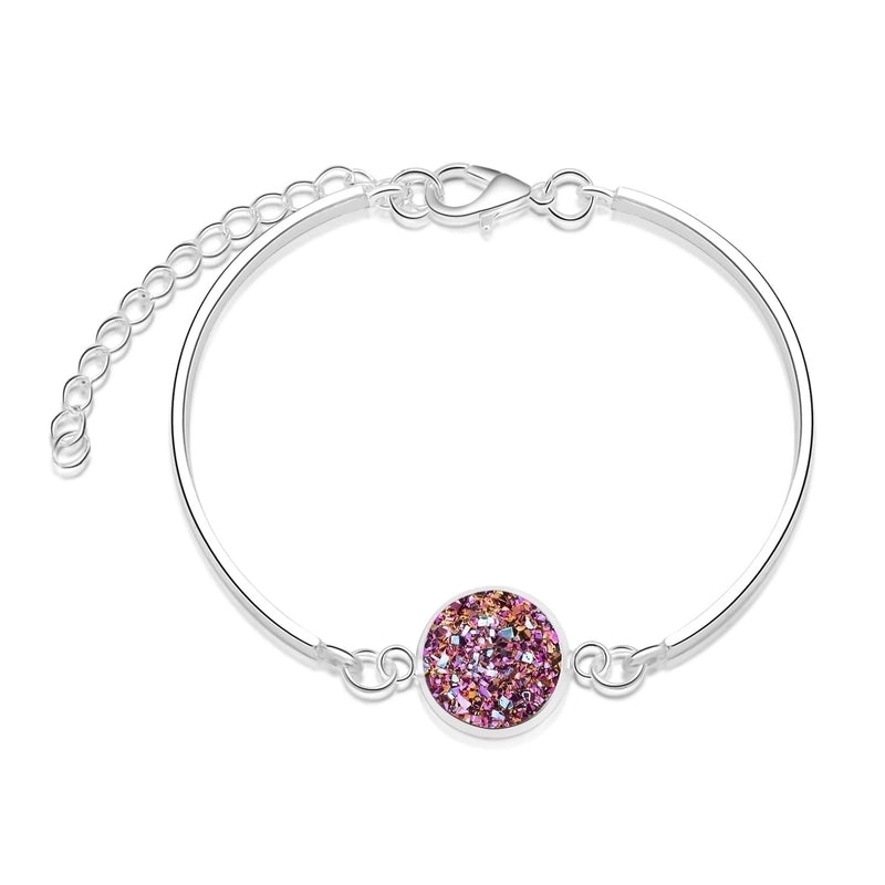 Fashion Hot-selling Alloy Silver Round Crystal Love Natural Stone Bracelet