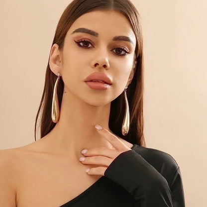 1 Pair Minimalist Oversized Geometric Copper 18k Gold Plated Drop Earrings