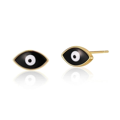 1 Pair Retro Sweet Triangle Devil\'s Eye Heart Shape Enamel Plating Inlay Copper Zircon 18k Gold Plated Ear Studs