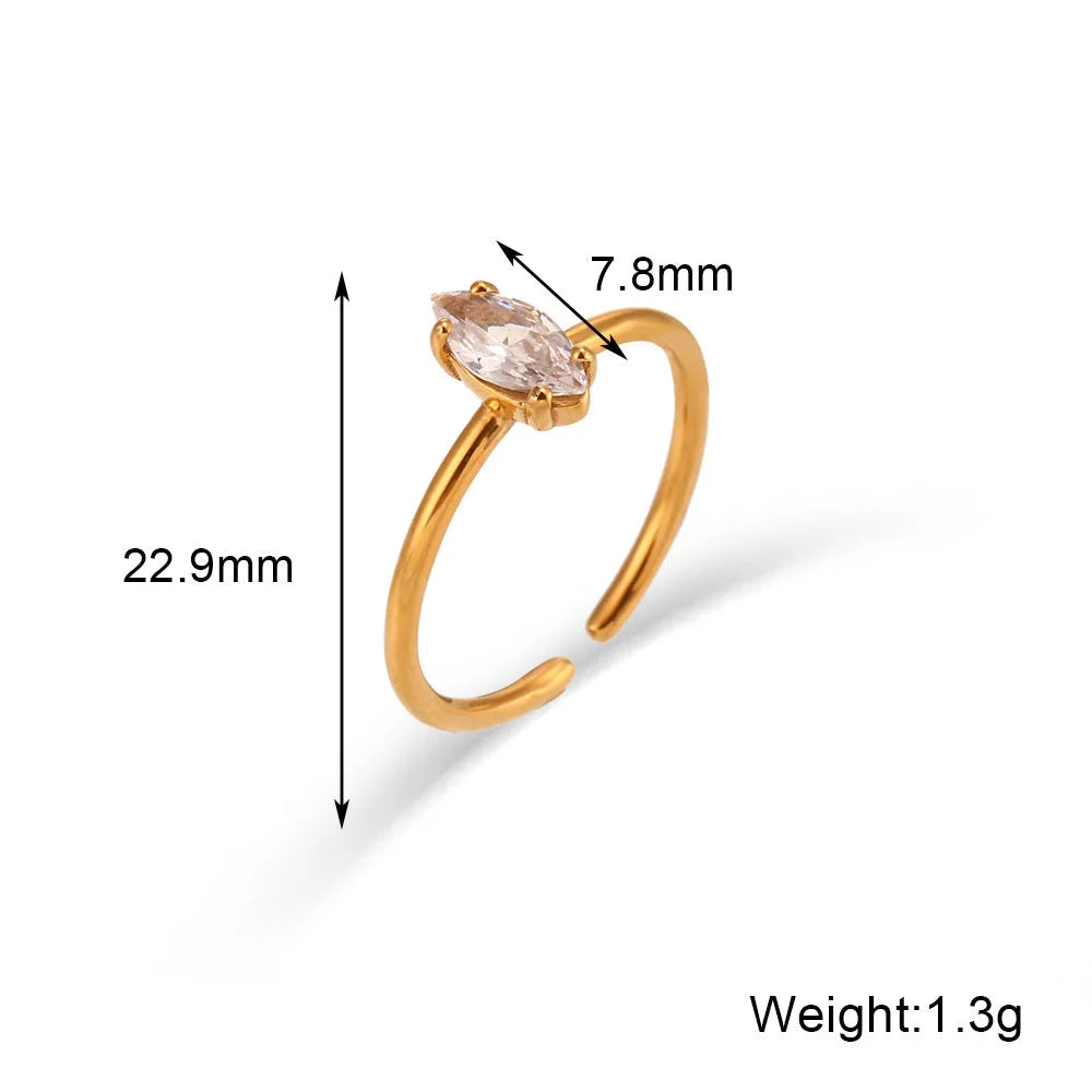 Minimalist Fashion Ellipse Geometric Stainless Steel 18K Gold Plated Rings