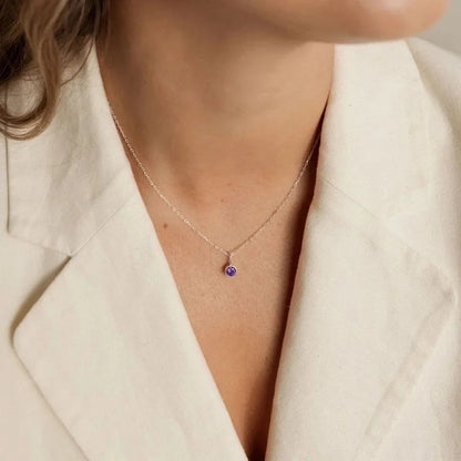 Minimalist Geometric Round 201 Stainless Steel Birthstone Gold Plated Plating Inlay Pendant Necklace