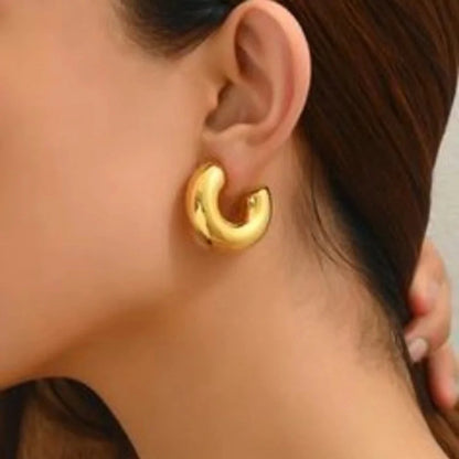 1 Pair Minimalist Geometric 304 Stainless Steel 18K Gold Plated Earrings