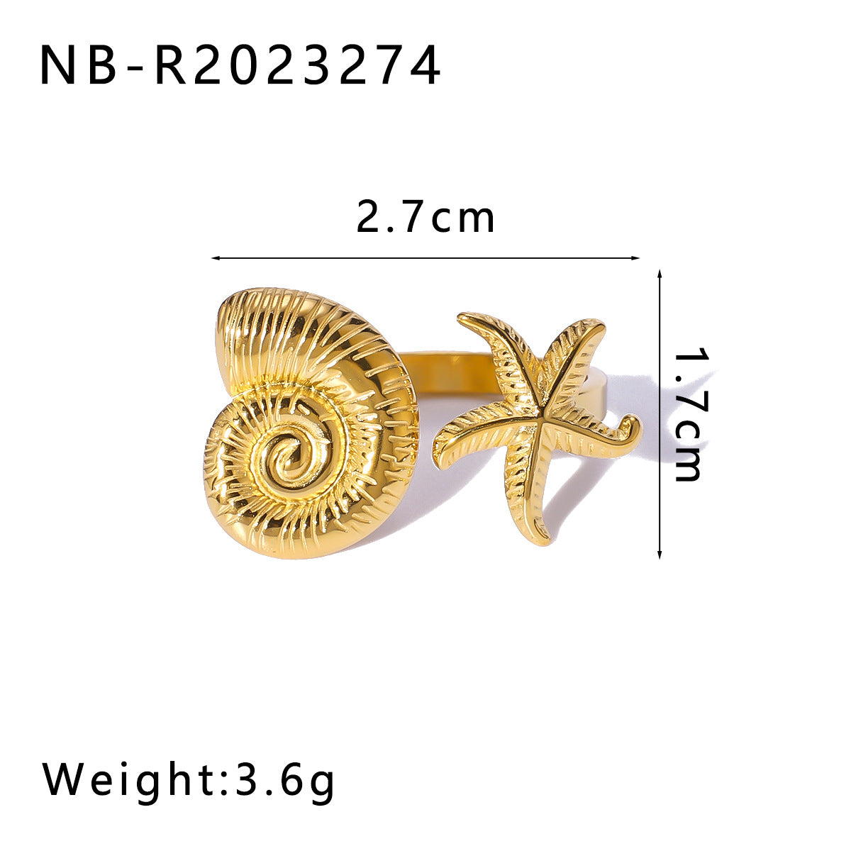 Open Ring IG Style Shell Geometric Geometric Stainless Steel Electroplating Rings