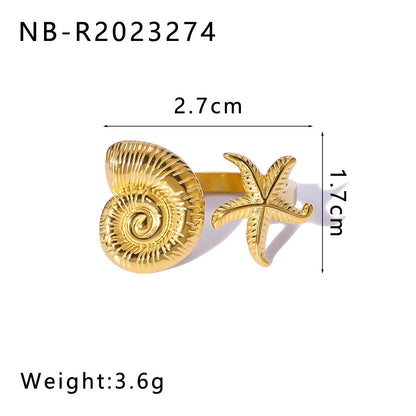 Open Ring IG Style Shell Geometric Geometric Stainless Steel Electroplating Rings