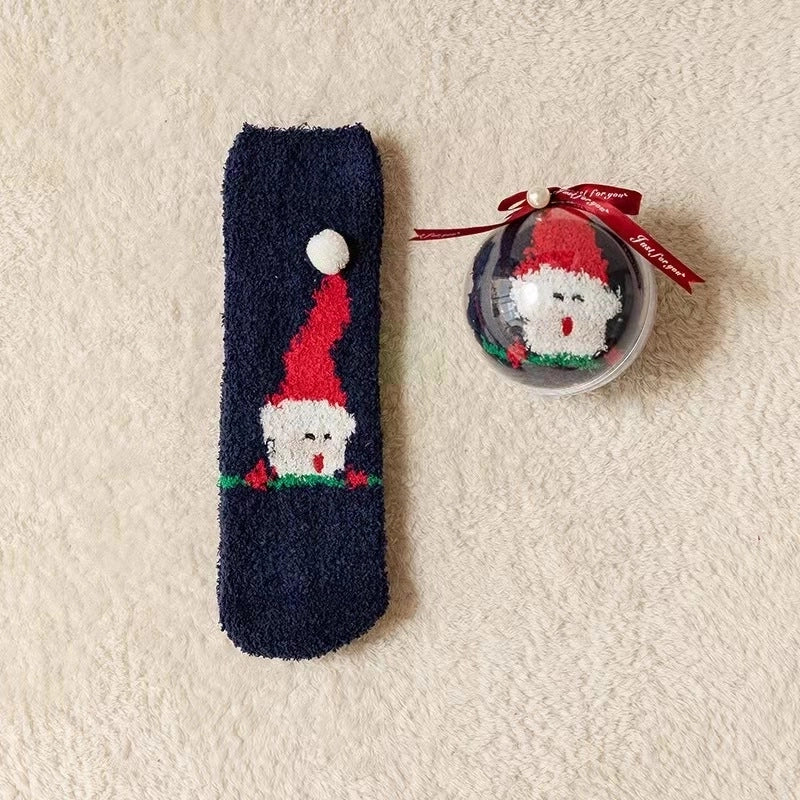 Women's Minimalist Christmas Tree Santa Claus Snowman Cotton Jacquard Crew Socks