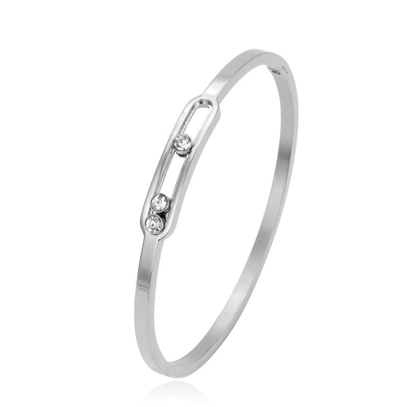 IG Style Geometric Solid Color Stainless Steel Zircon Bangle In Bulk