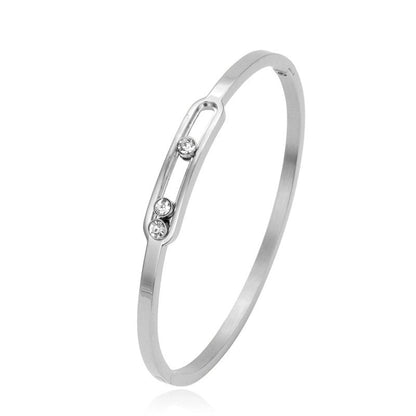 IG Style Geometric Solid Color Stainless Steel Zircon Bangle In Bulk