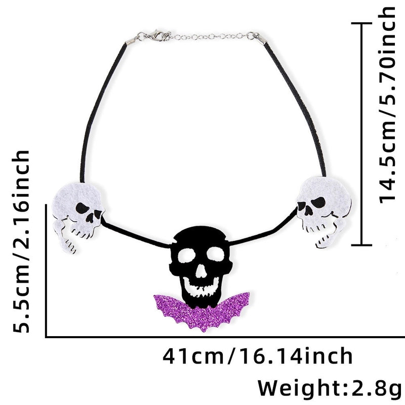 Halloween Minimalist Bat Skull Felt Cloth Holiday Daily Party Necklace