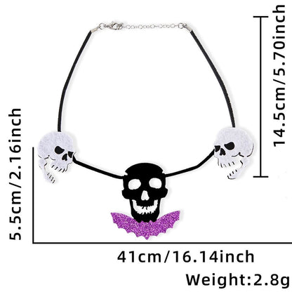 Halloween Minimalist Bat Skull Felt Cloth Holiday Daily Party Necklace