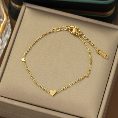 Casual Minimalist Heart Shape Titanium Steel Plating Inlay Pearl Shell Bracelets Earrings Necklace